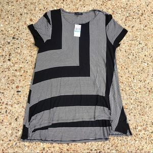 NWT Spence Black Ivory Striped Geometric Tunic L